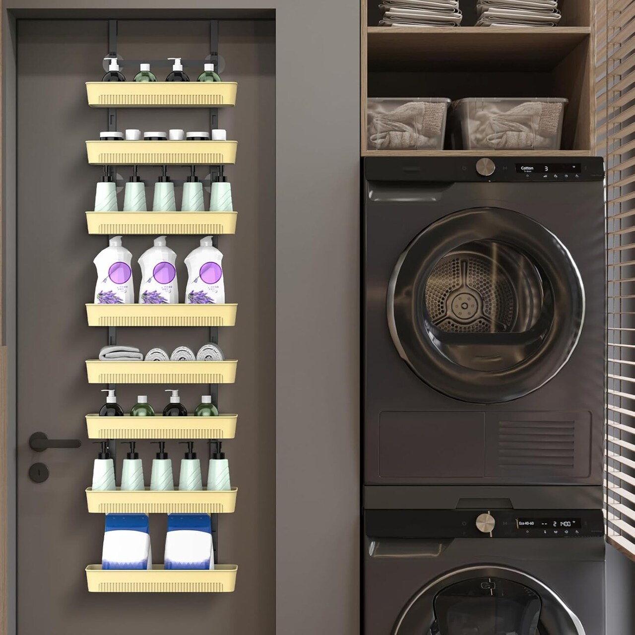 8-Tier Over The Door Pantry Organizer with Adjustable Baskets - Black Hanging Spice Rack, Door-Mounted Storage for Kitchen, Bathroom, Laundry Room - No Drilling